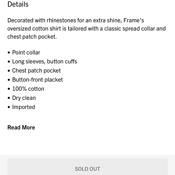 Frame Oversized Denim Rhinestone Shirt NWT - Picture 8 of 8